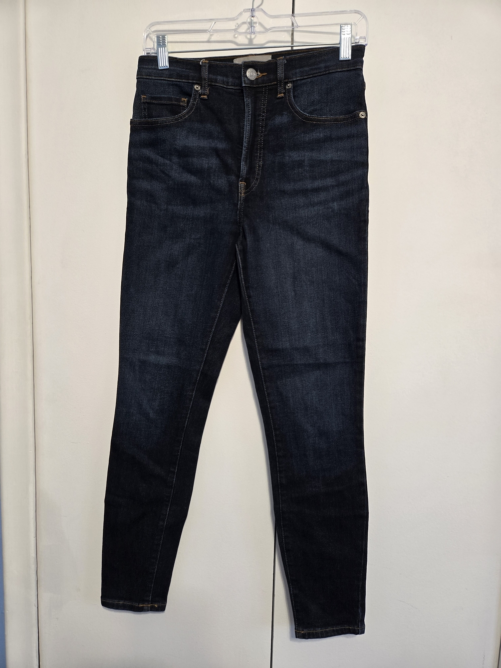 Everlane High Rise Skinny Jeans 27 Regular Dark Wash Stretch Denim Minimalist